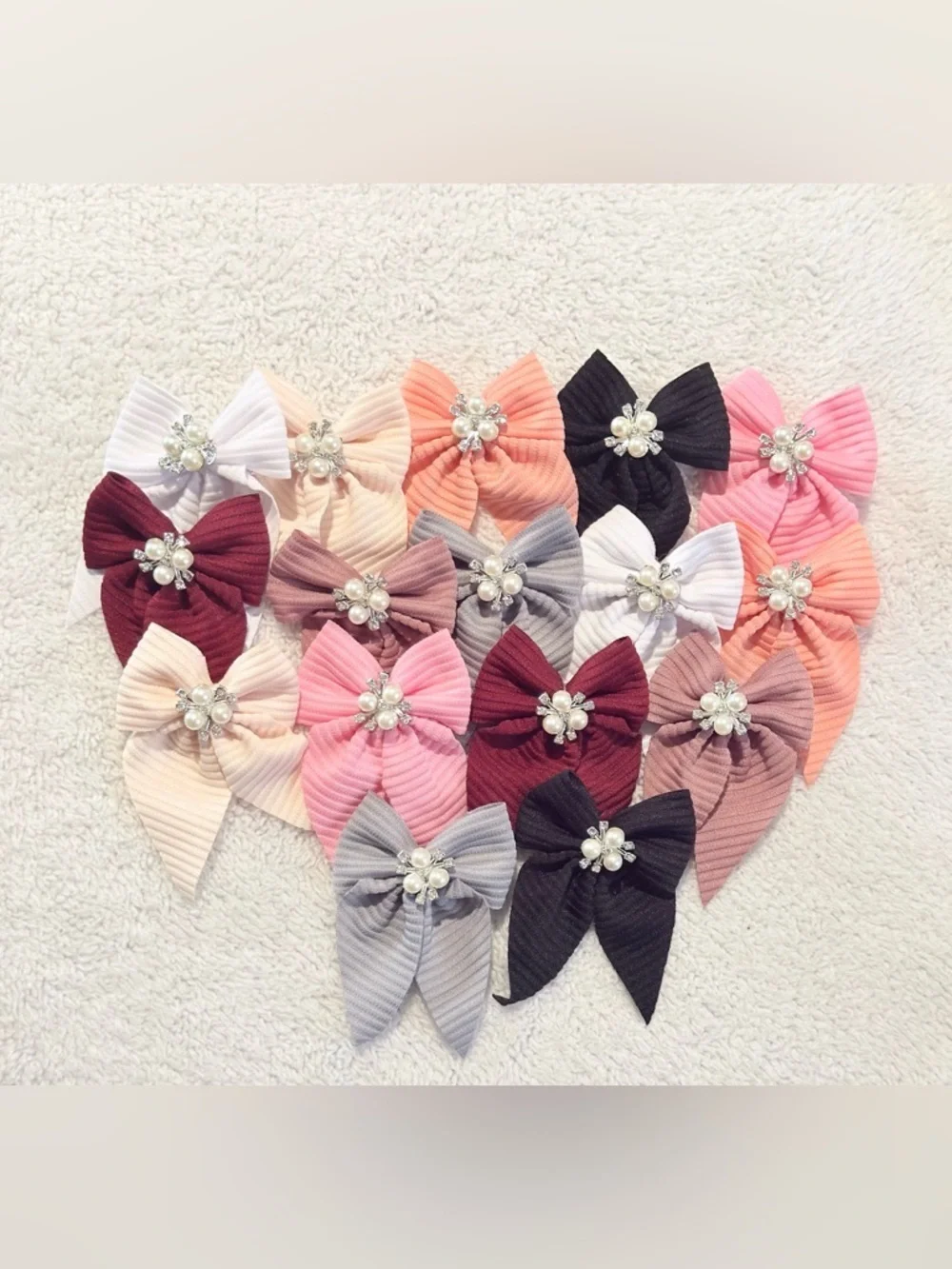 16 Pairs of Hair Ties with Imitation Pearls | Pack of 32 Fabric Tweezers New